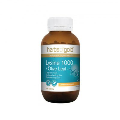 Lysine 1000 + Olive Leaf - Cold Sore Relief - Cardiovascular Health by Herbs of Gold