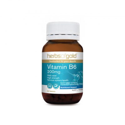 Vitamin B6 200mg - Reduce PMS Symptoms - Nervous System Health by Herbs of Gold