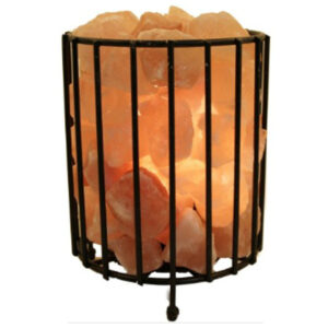 HIMALAYAN SALT LAMP CYLINDER SHAPE FIRE BOWL CAGE - NATURE'S NATURAL IONIZER